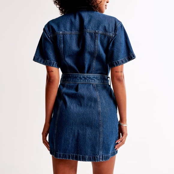 Abercrombie Denim Short Sleeve Shirt Dress, Size L - Picture 3 of 10